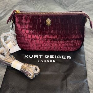 Kurt Geiger Deep Red Velvet Clutch or crossbody